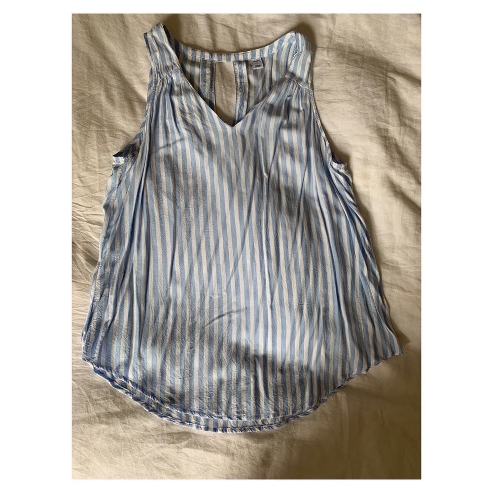 Blue and White Stripe Tank Top Blouse